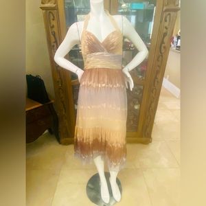 BCBGMAXAZRIA BCBG Multicolor Silk Halter Dress Sz 4